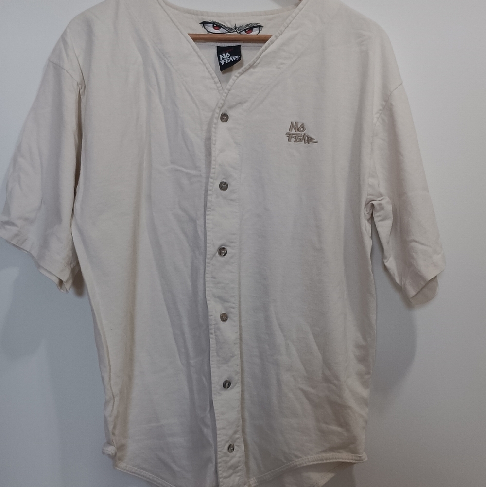 Vintage NO FEAR Men's Cream Shirt